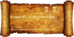 Kamarás Krisztofer névjegykártya